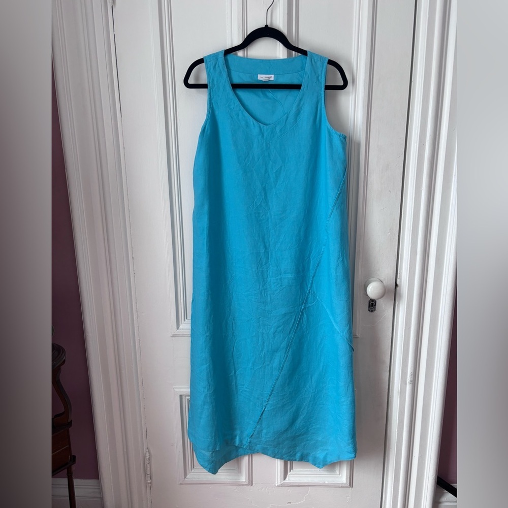 Women’s J Jill Pure Jill Linen Faux Wrap Maxi Dress Teal Size Small